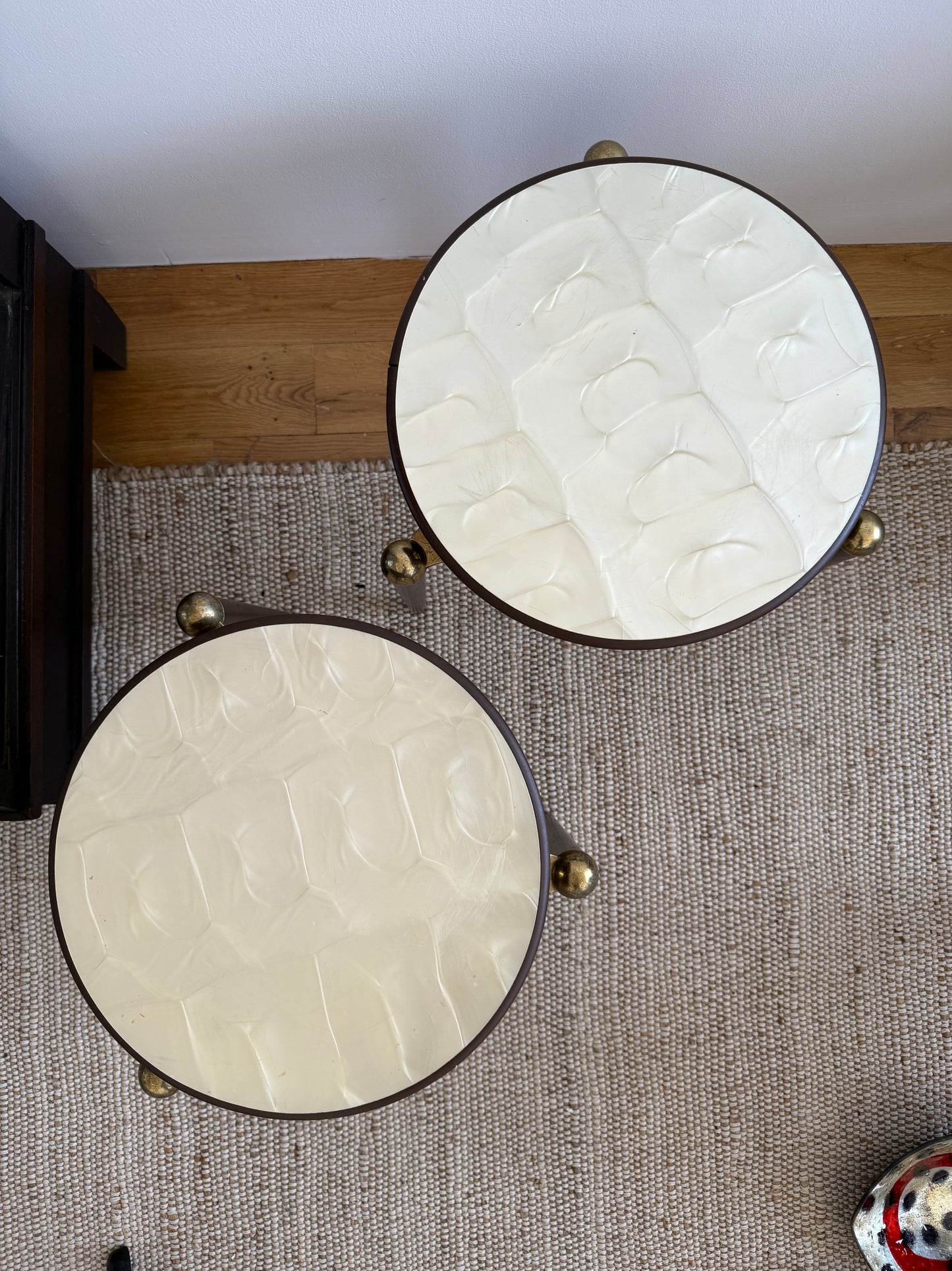 vintage mother of pearl nesting side tables, pair