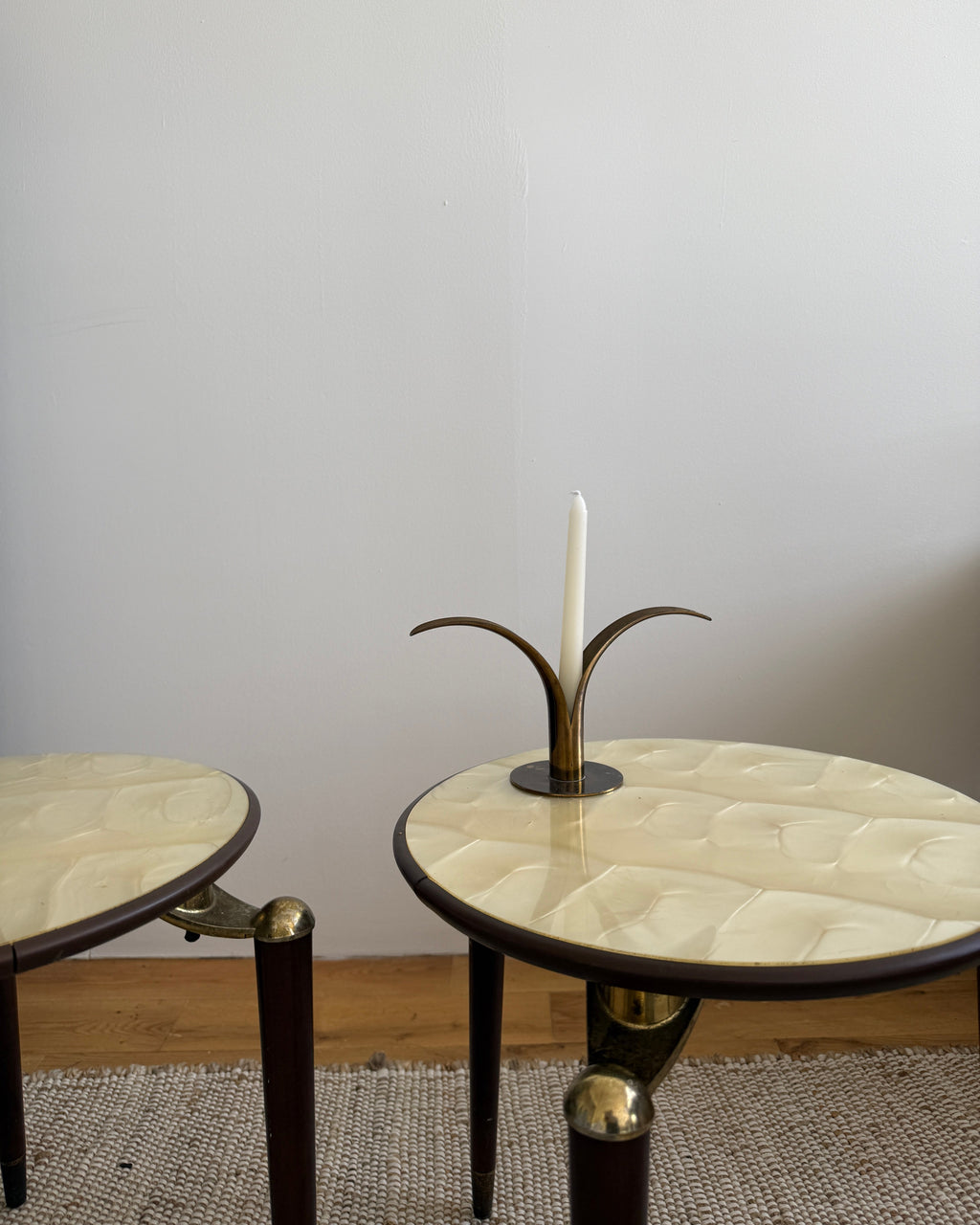 vintage mother of pearl nesting side tables, pair