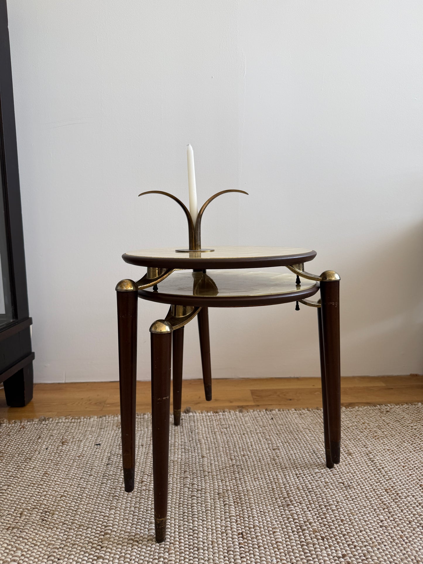 vintage mother of pearl nesting side tables, pair