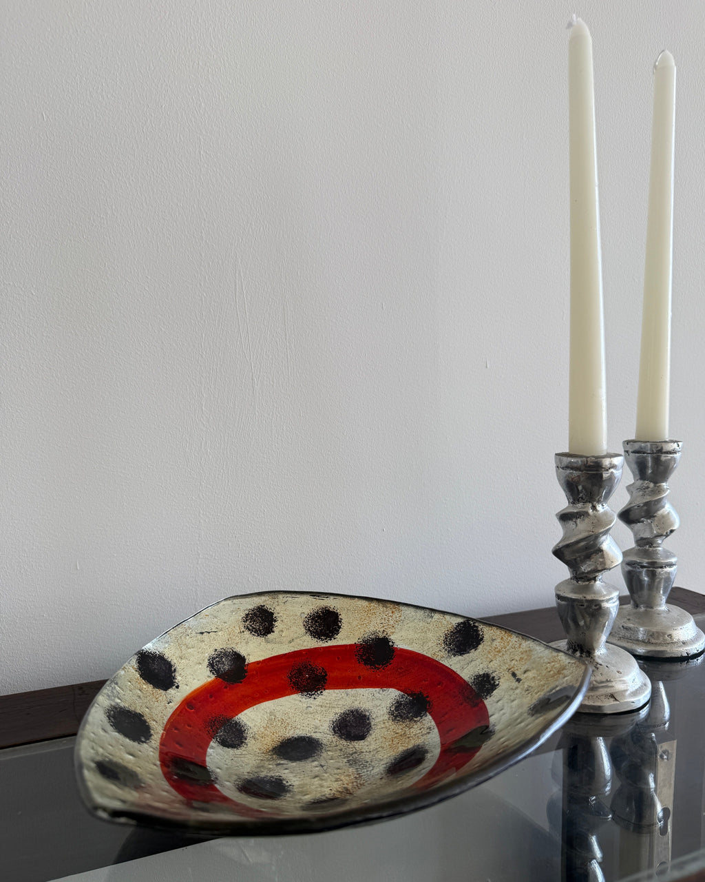 vintage hand-painted glass dish