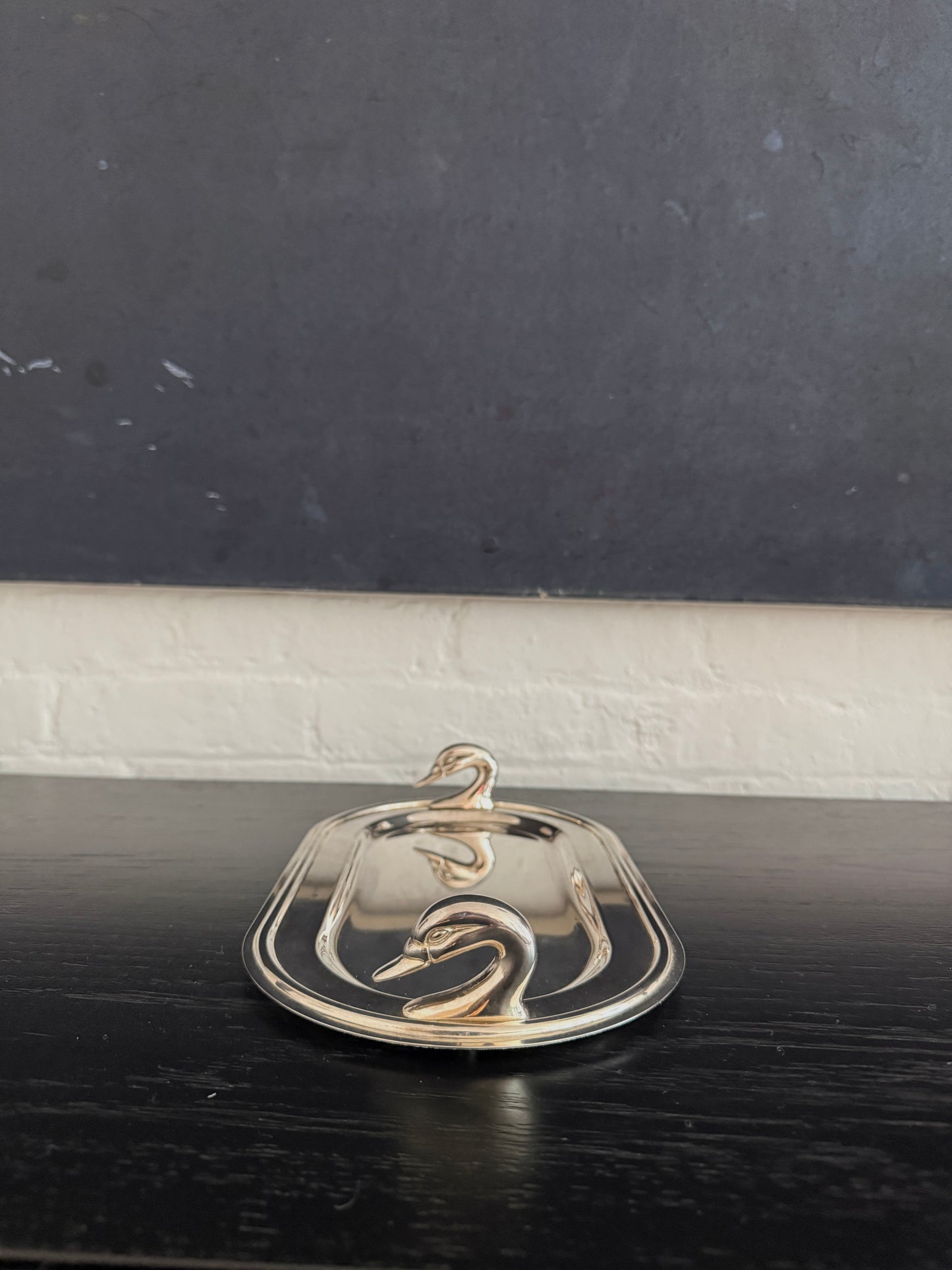 vintage silverplate swan tray