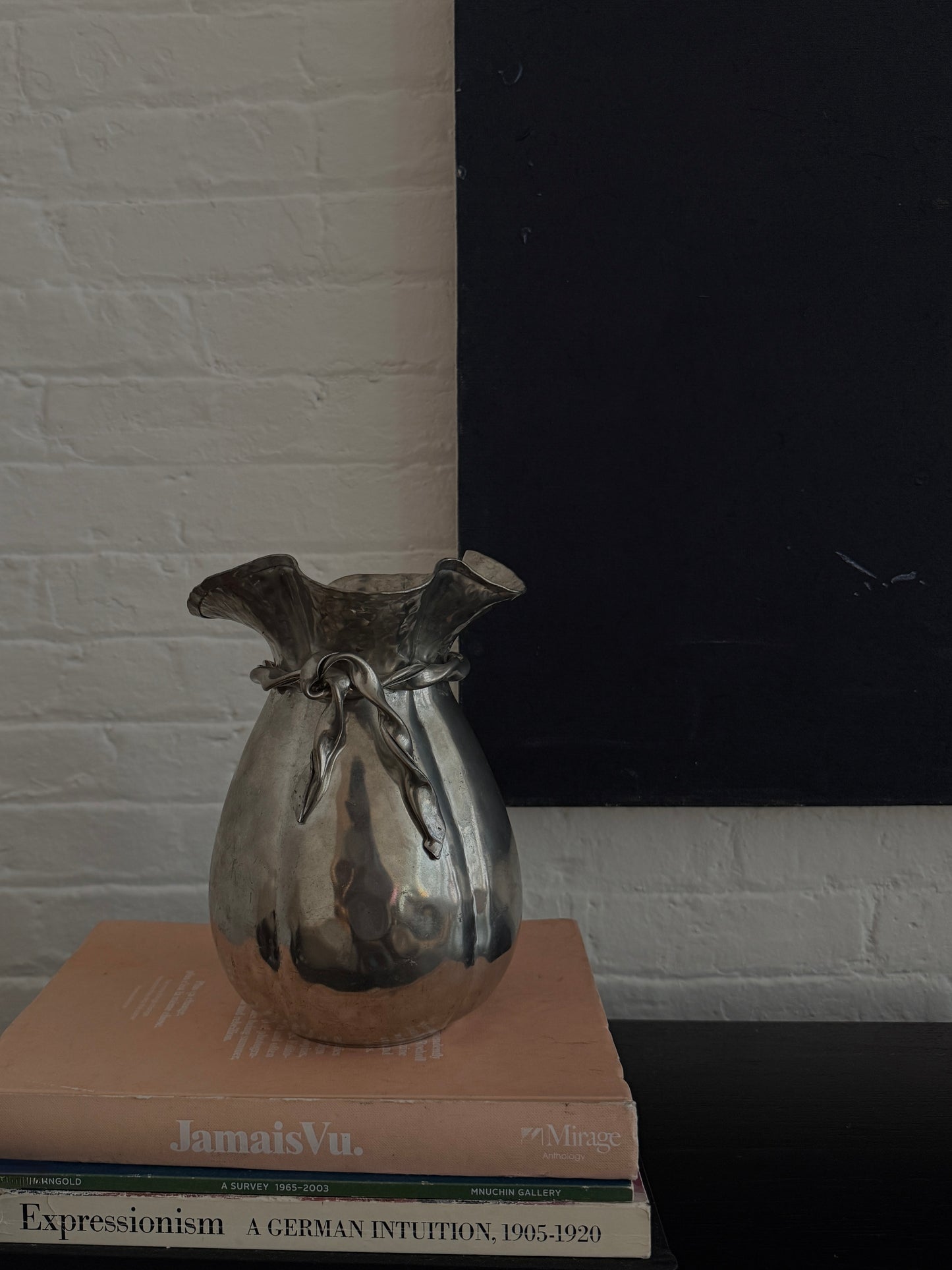 vintage french hand-hammered pewter vase
