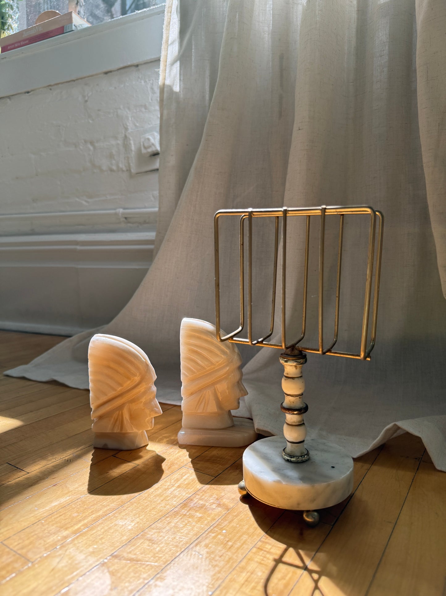 brass and marble letter holder