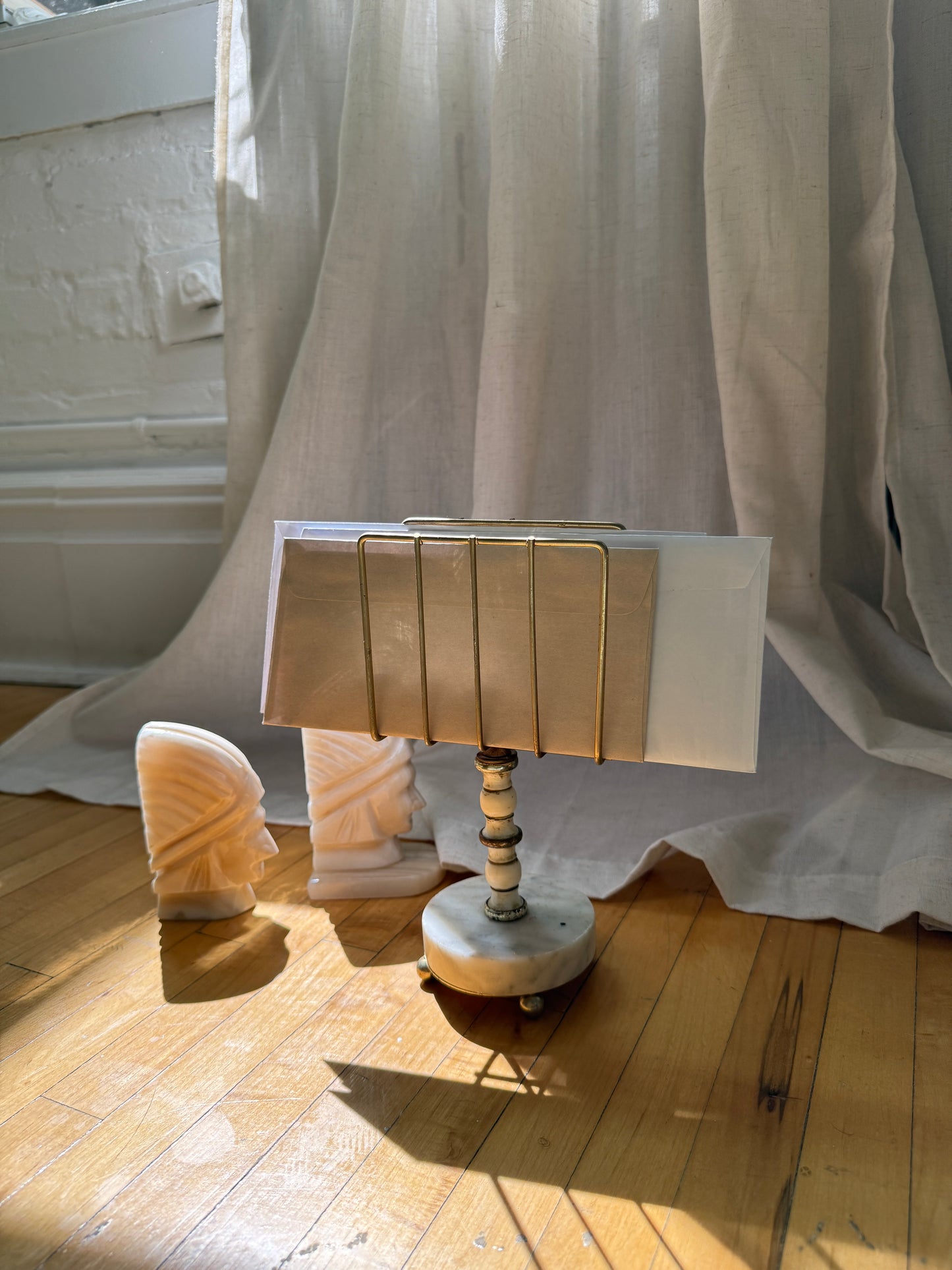 brass and marble letter holder