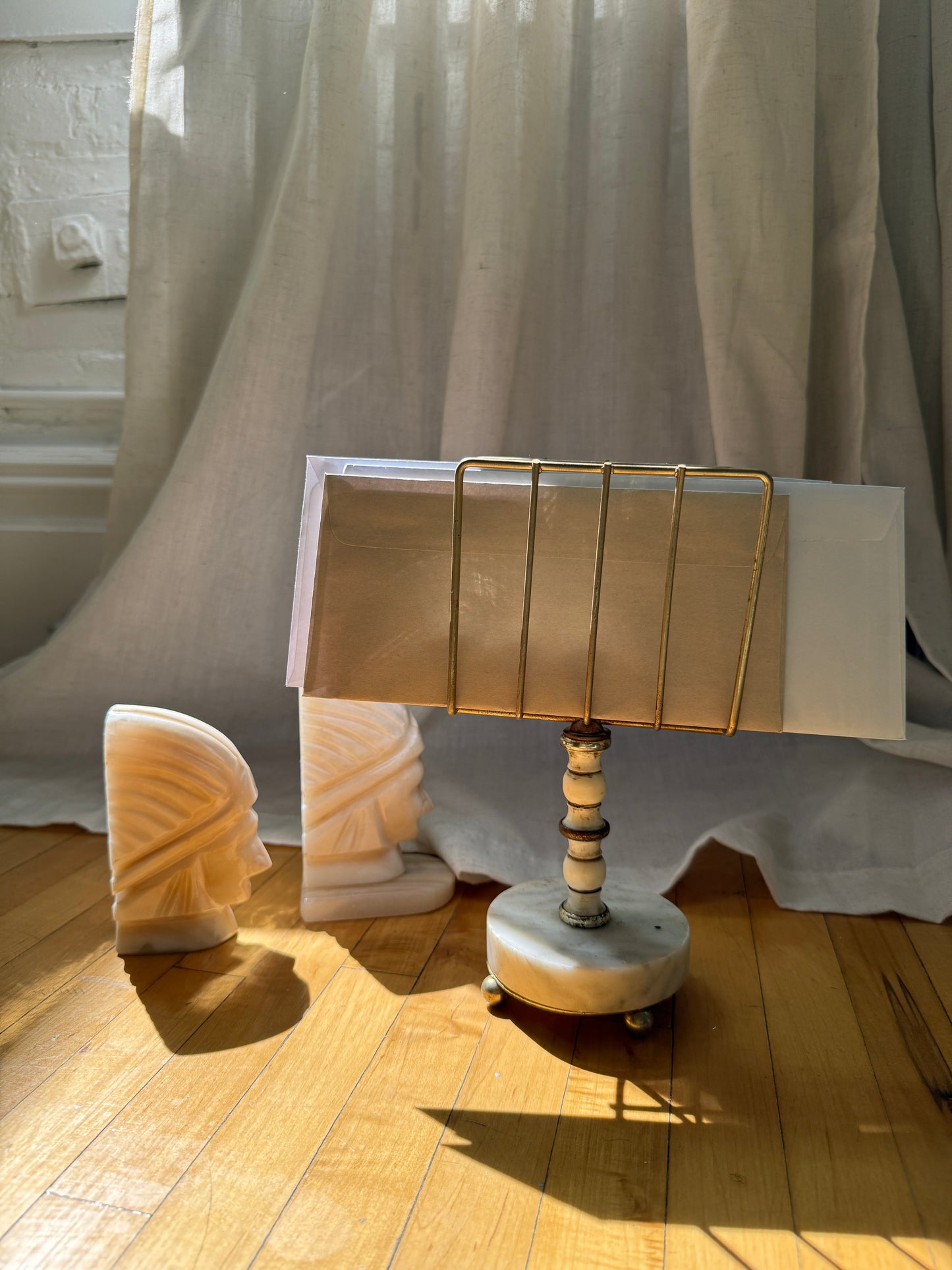brass and marble letter holder