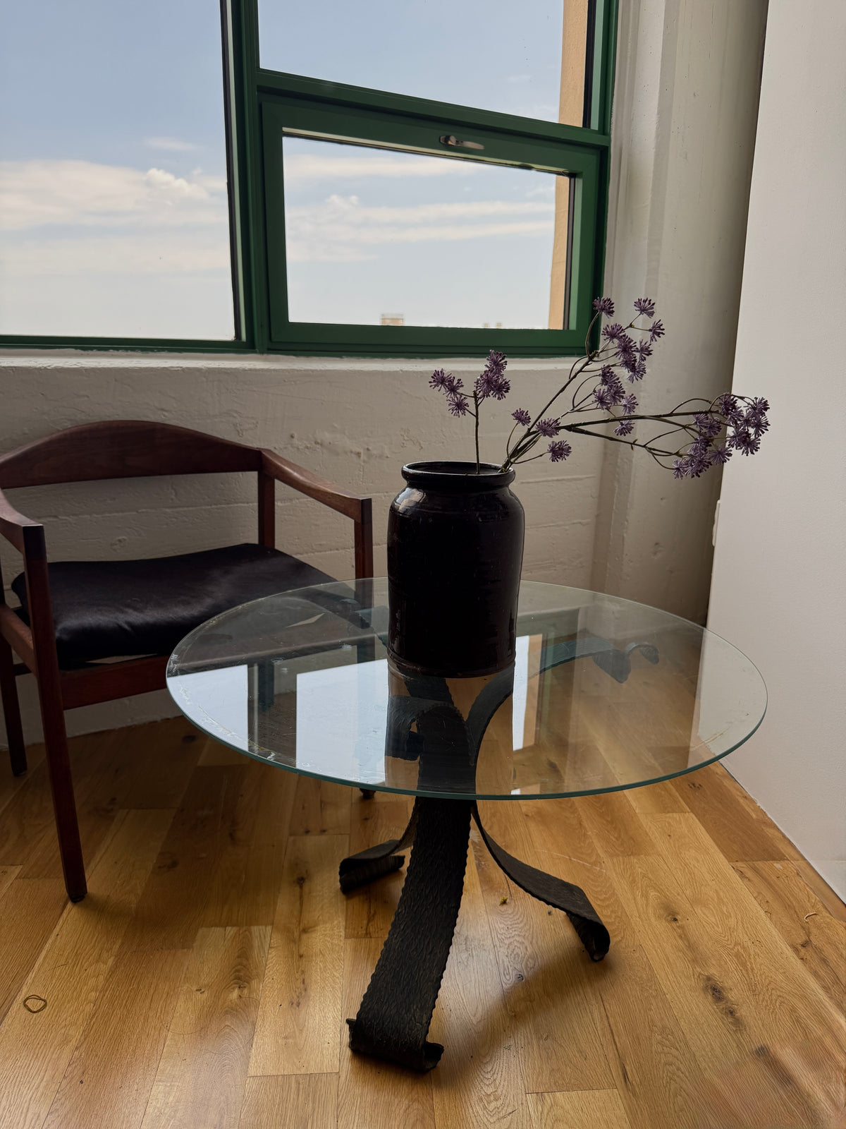 vintage spanish wrought iron and glass occasional table
