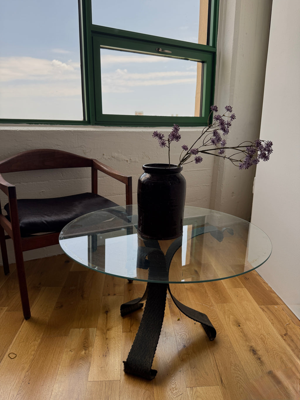 vintage spanish wrought iron and glass occasional table