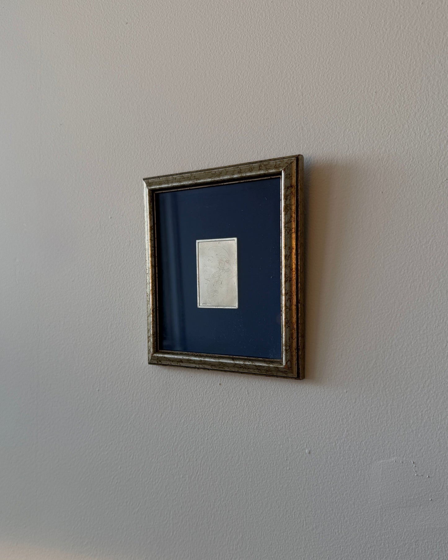 framed italian alpaca silver etched portrait