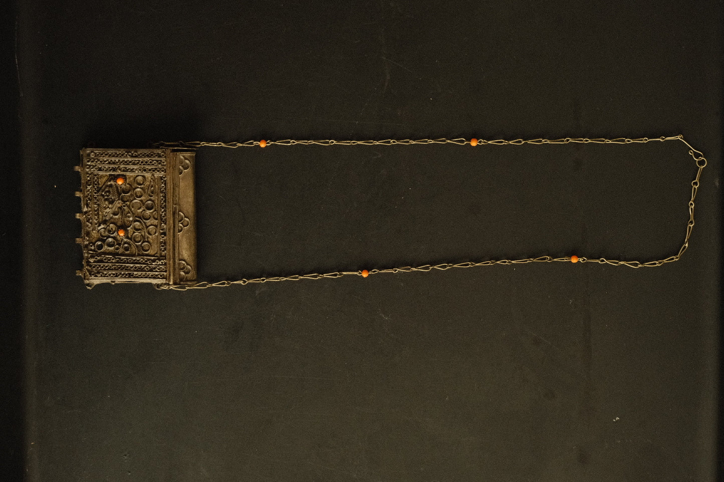 vintage metal pendant pouch with chain