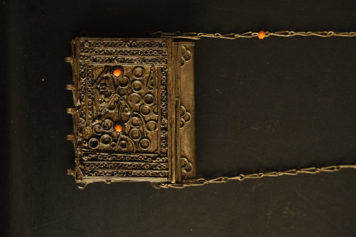 vintage metal pendant pouch with chain
