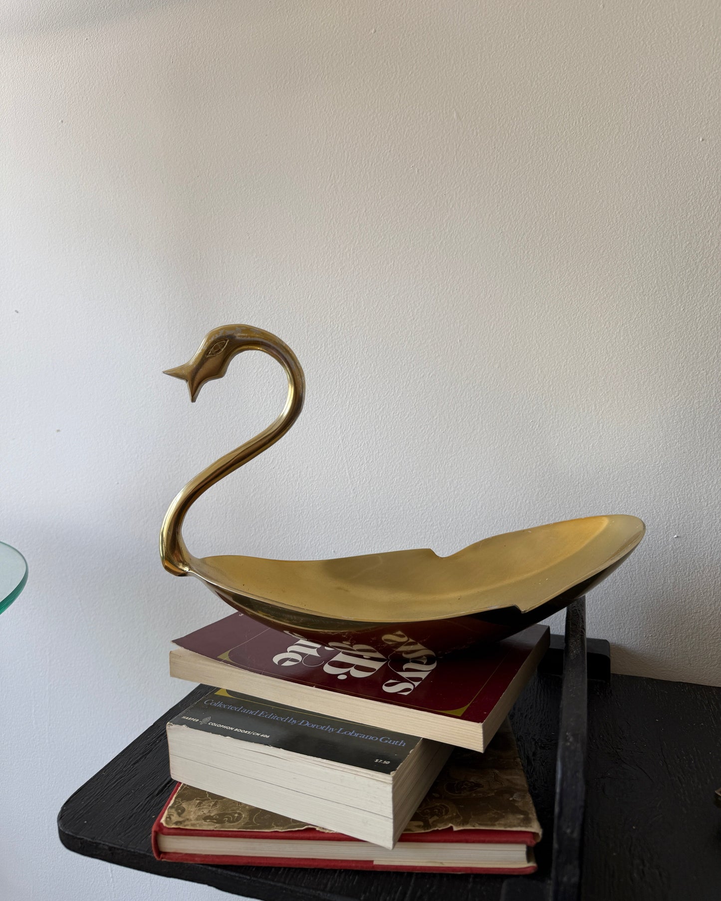 vintage brass swan catchall dish