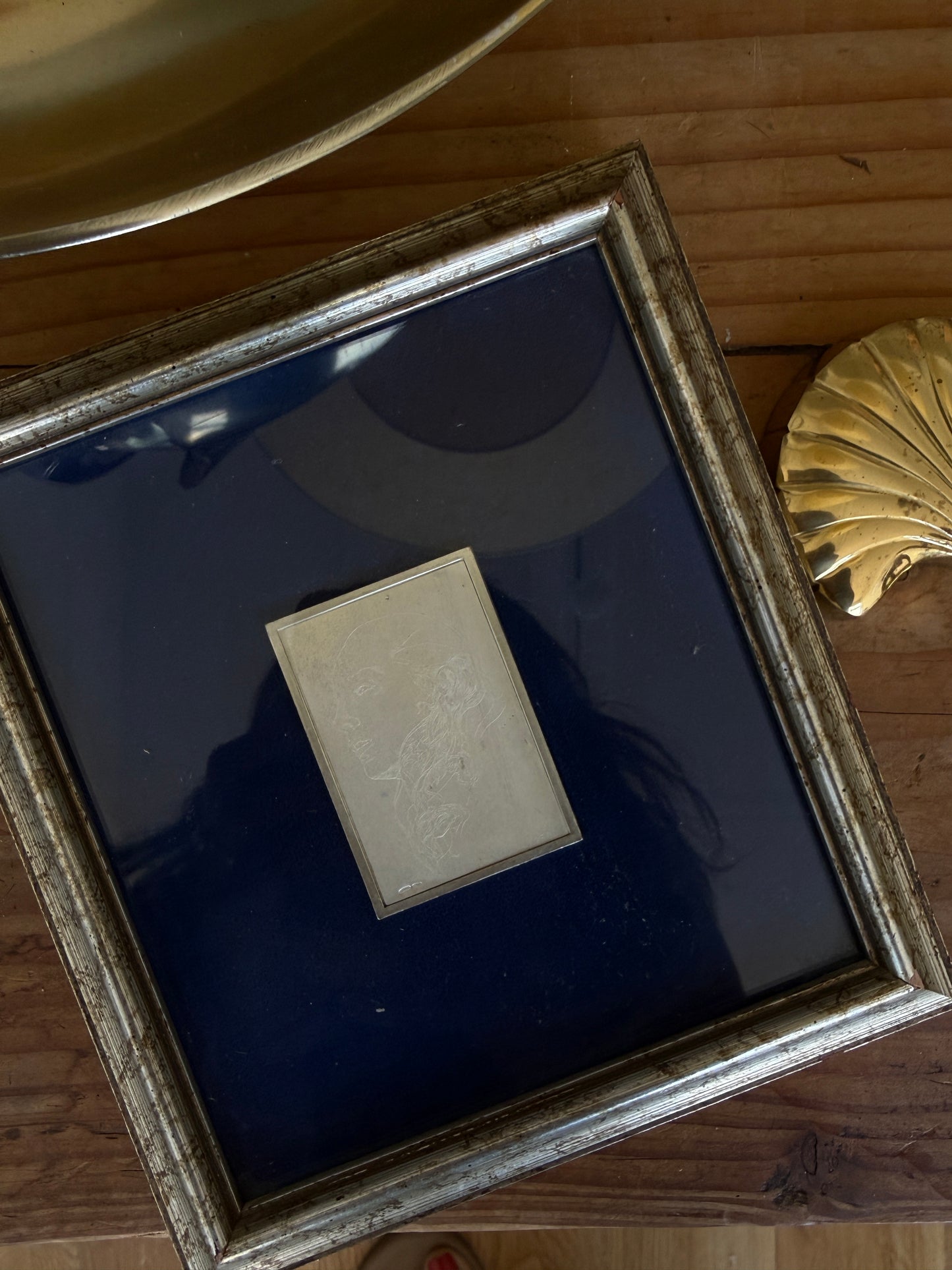 framed italian alpaca silver etched portrait
