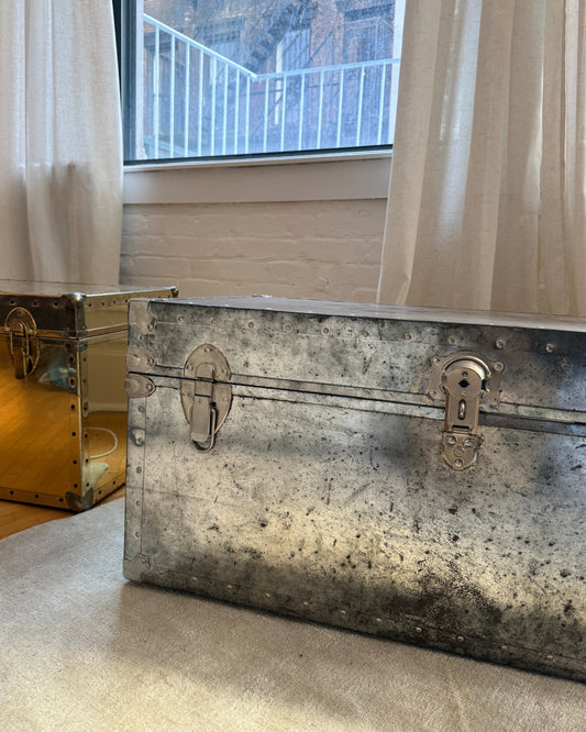 large chrome steamer trunk