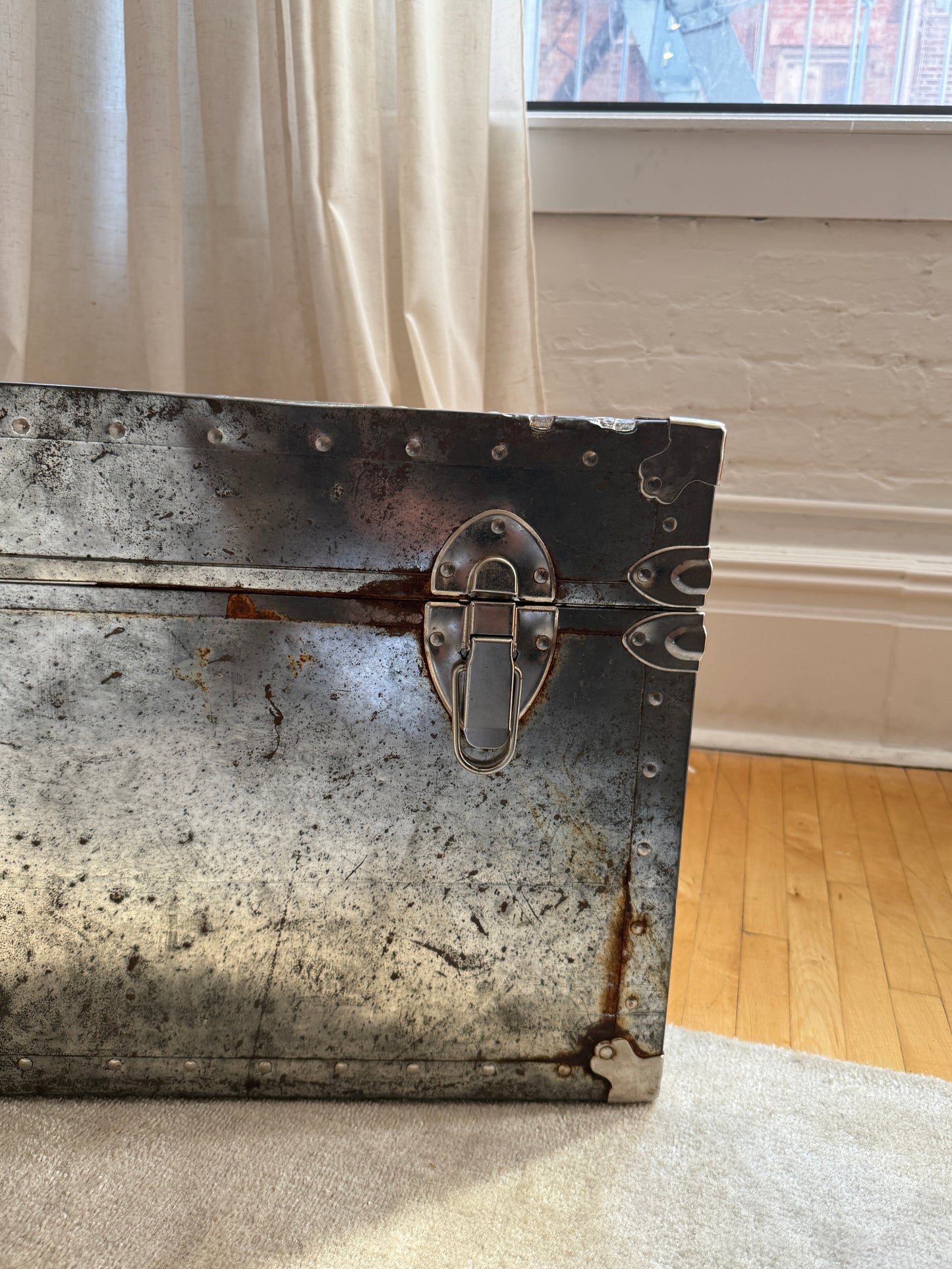 large chrome steamer trunk