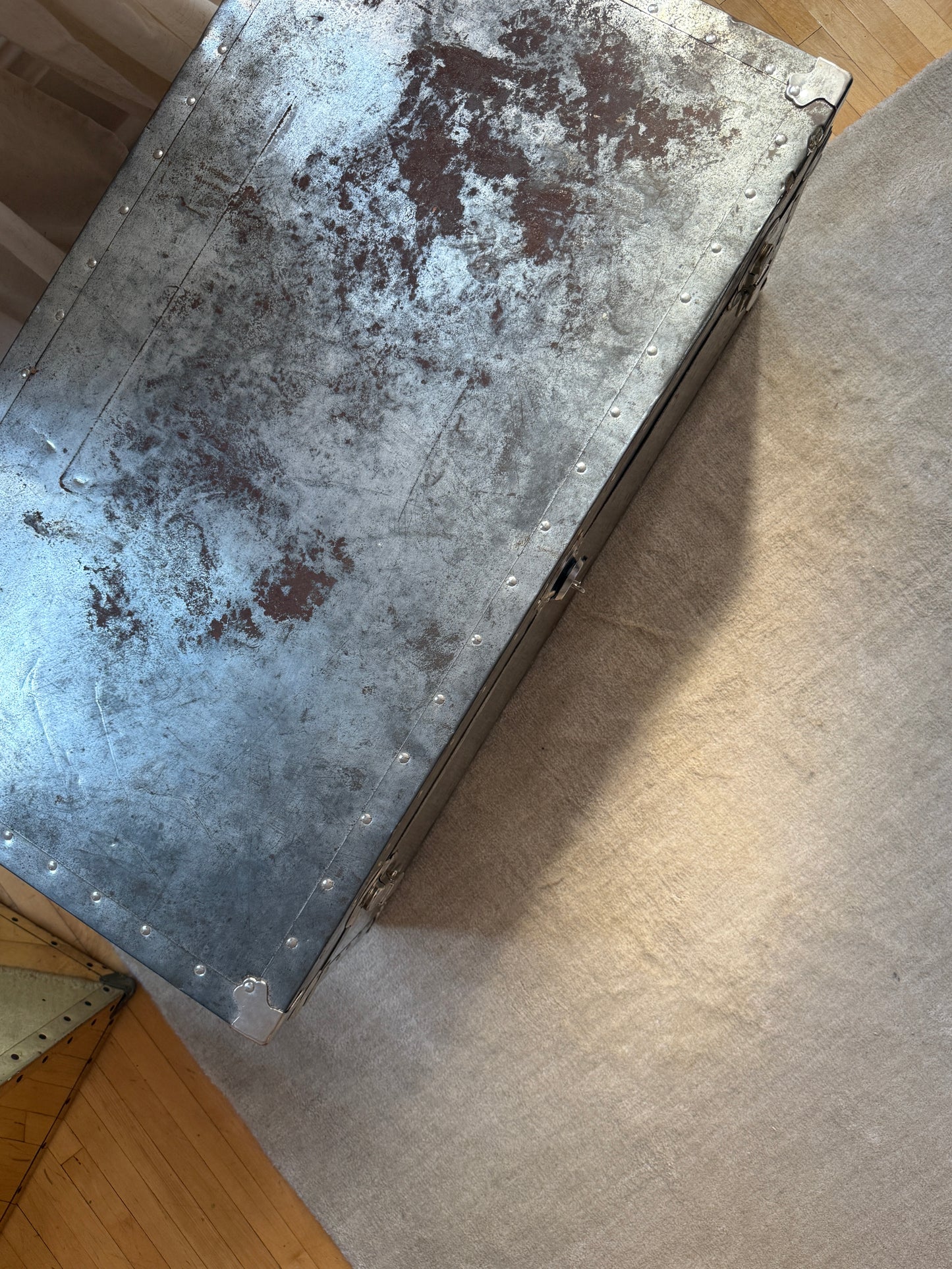 large chrome steamer trunk