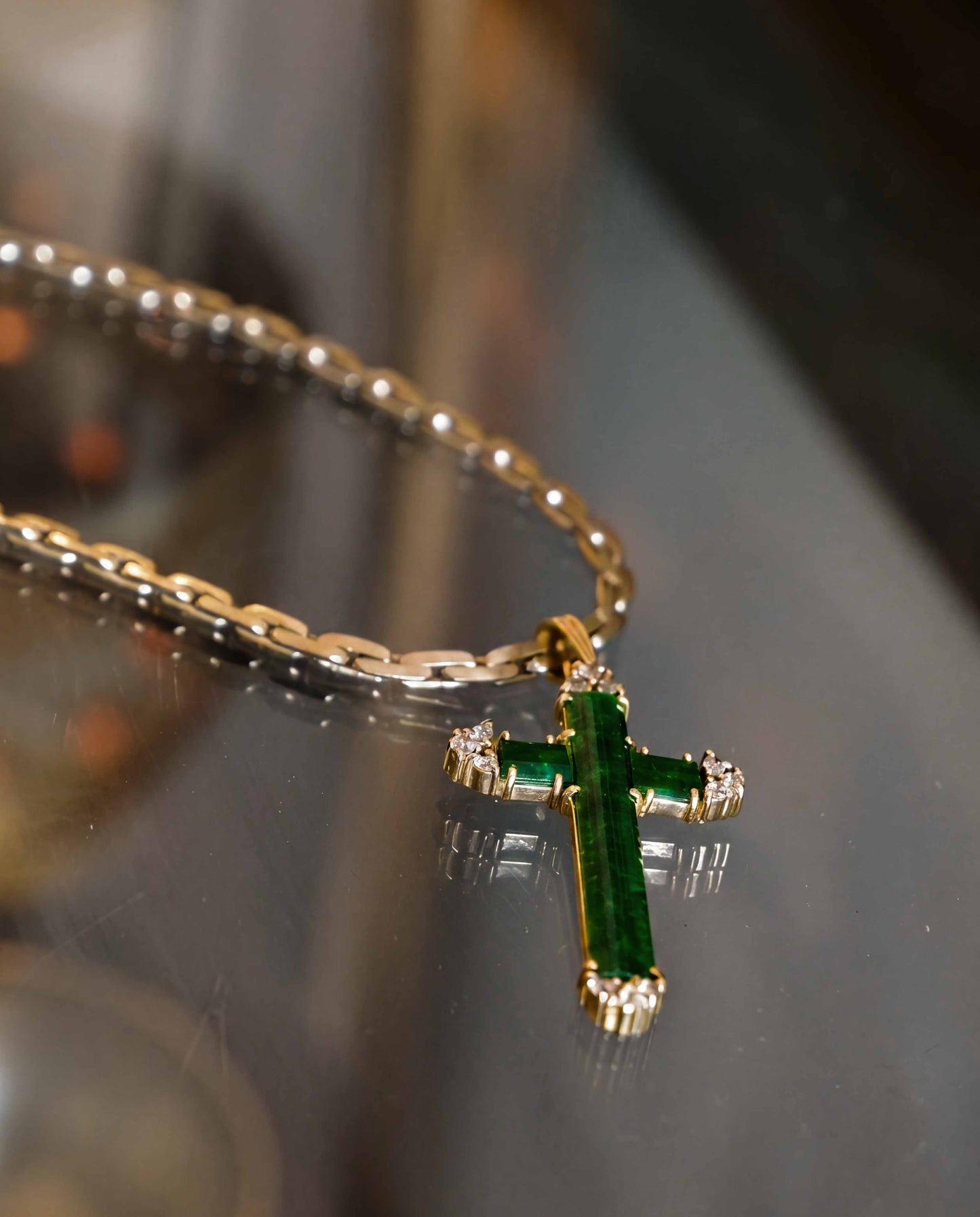 jadeite cross pendant in 18k gold