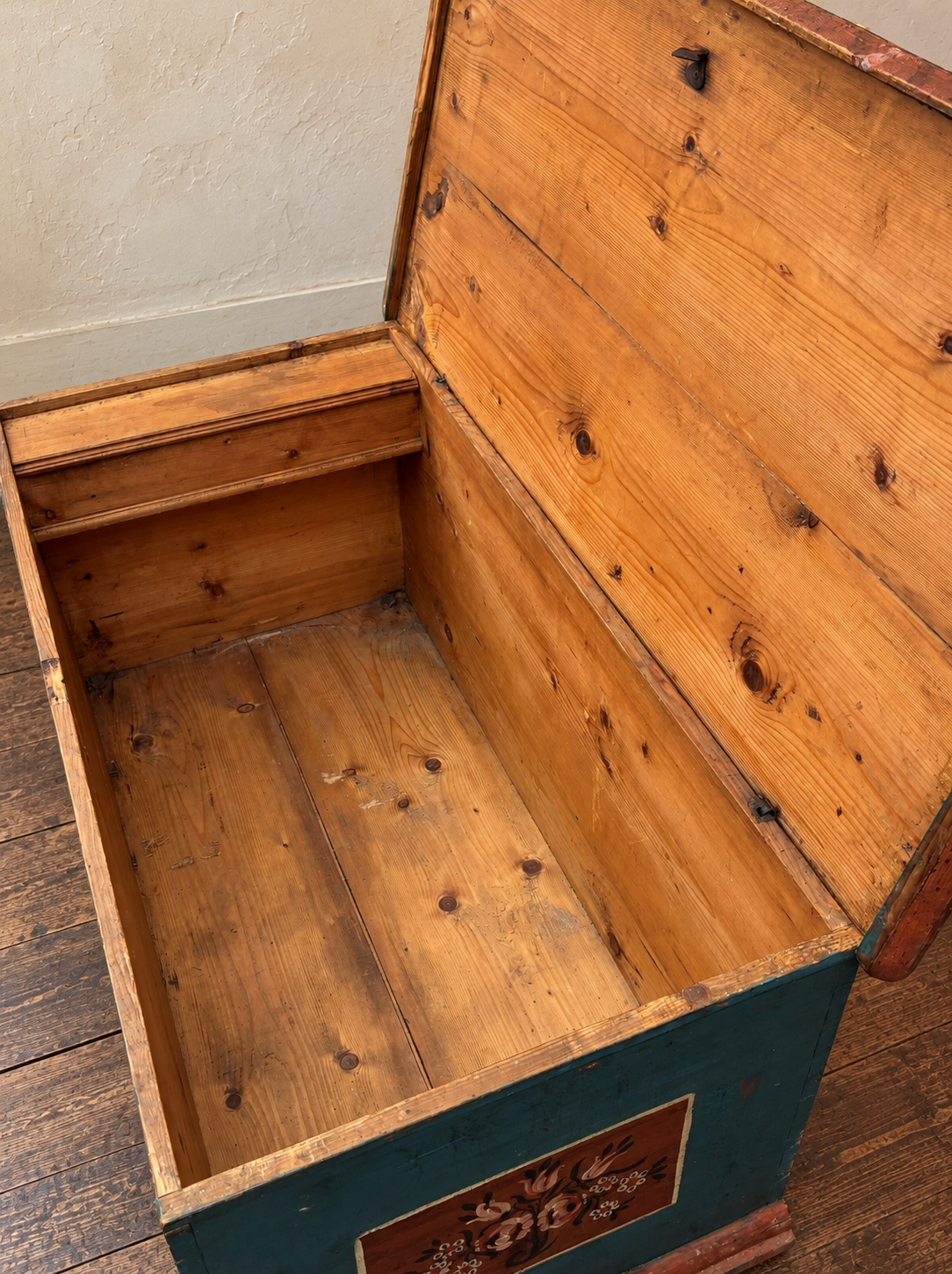 19th century hand-painted pine hope chest