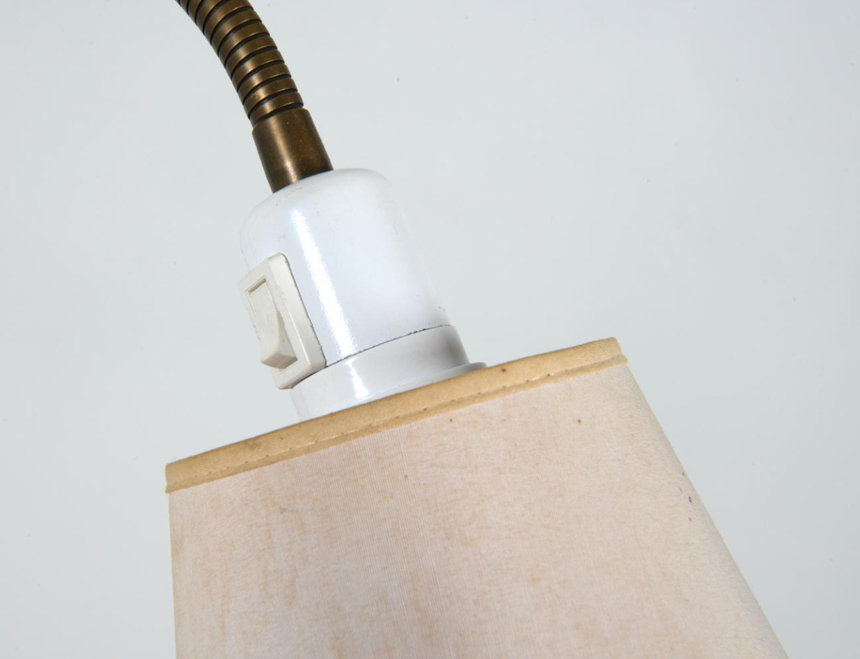 danish teak and brass dual-arm floor lamp, 1960s
