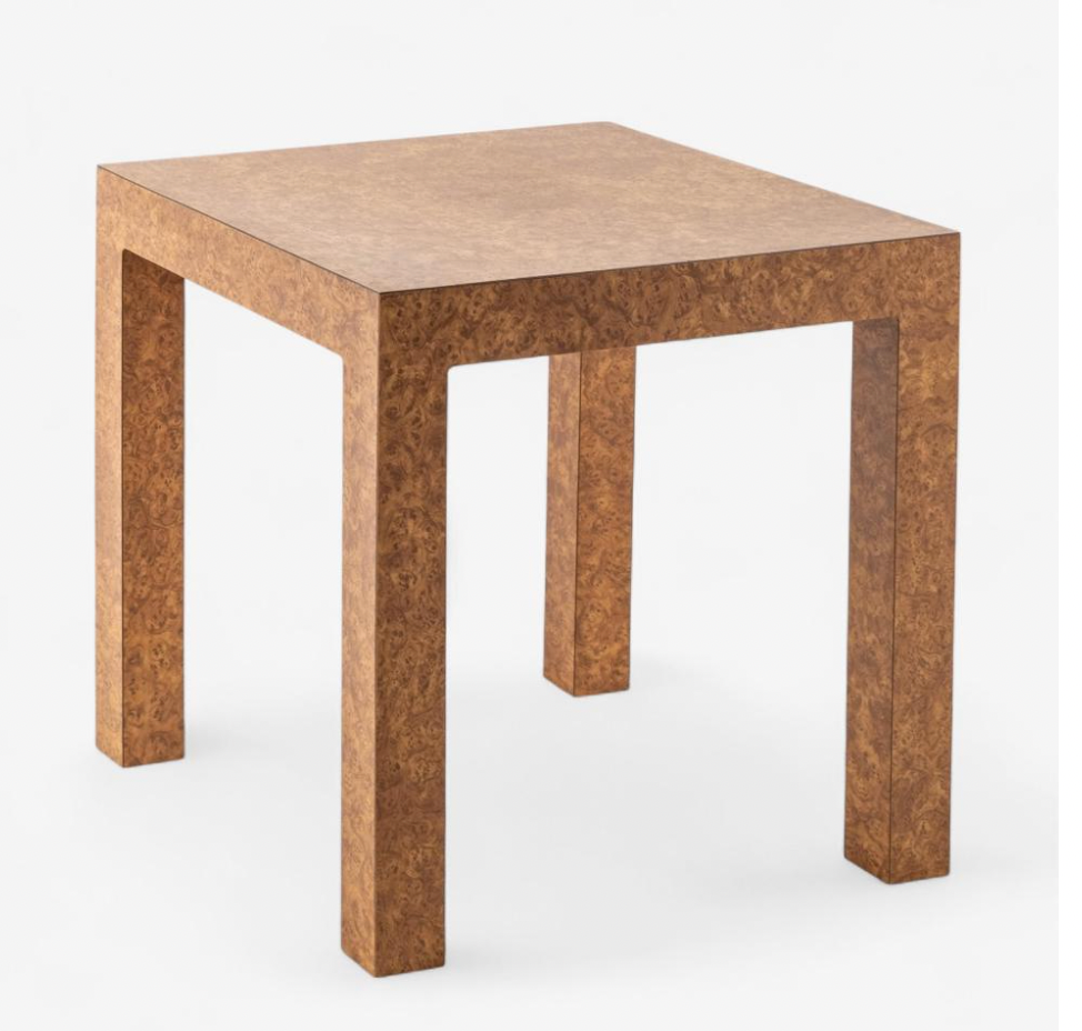 parsons burlwood side table