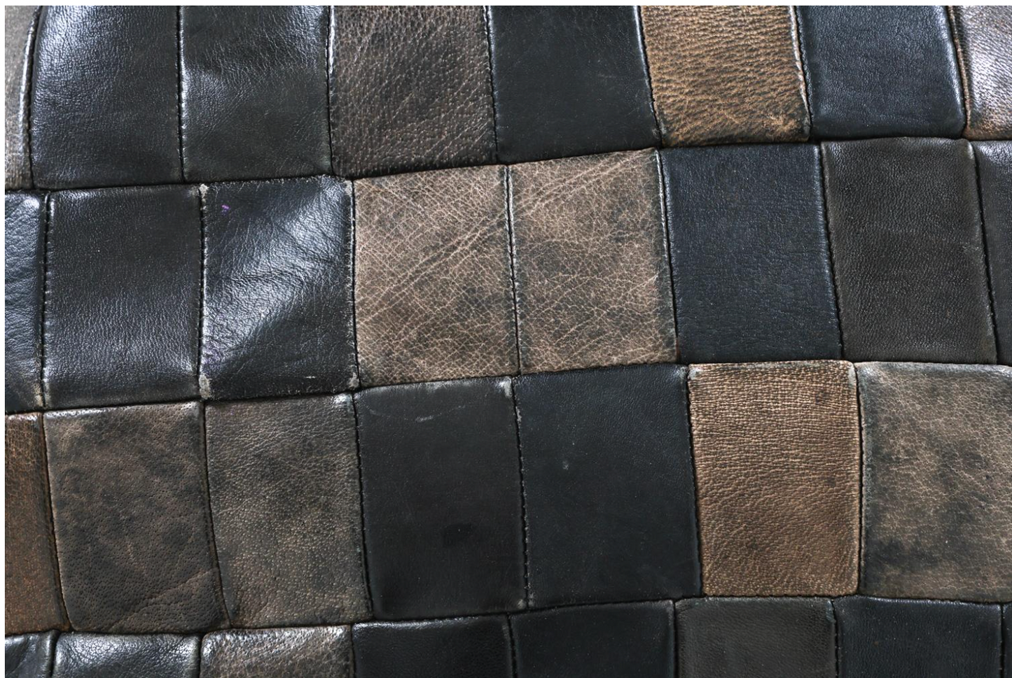scandinavian woven leather pouf