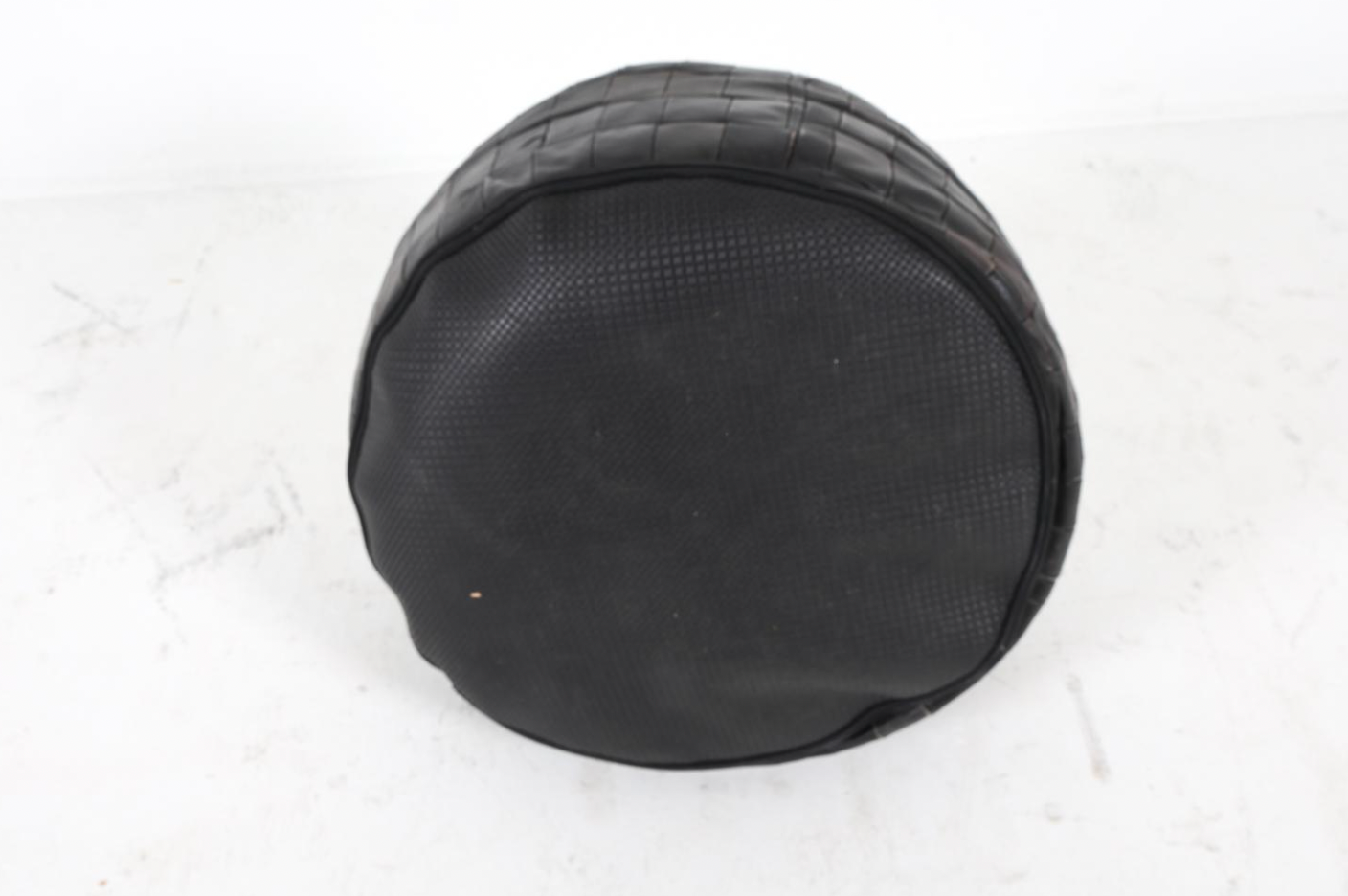 scandinavian woven leather pouf