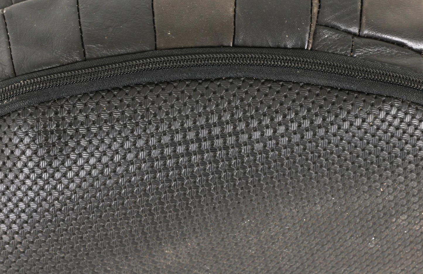 scandinavian woven leather pouf