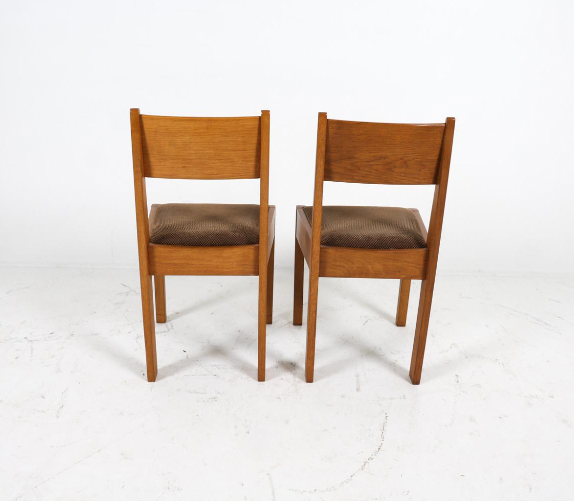 set of 4 dutch art deco oak dining chairs