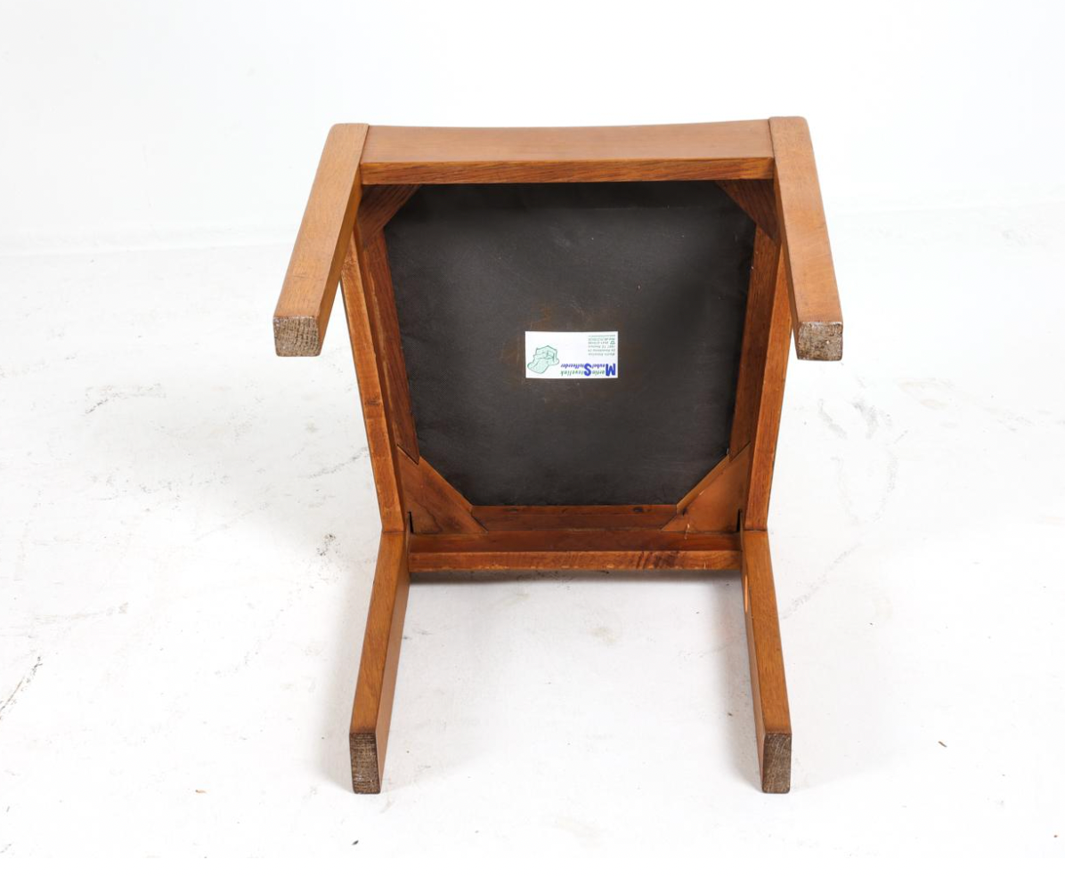 set of 4 dutch art deco oak dining chairs