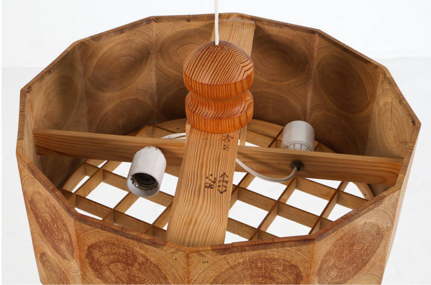 scandinavian pine pendant light, 1960s