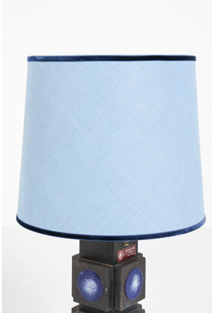 vintage ateljé glas & trä table lamp, 1960s