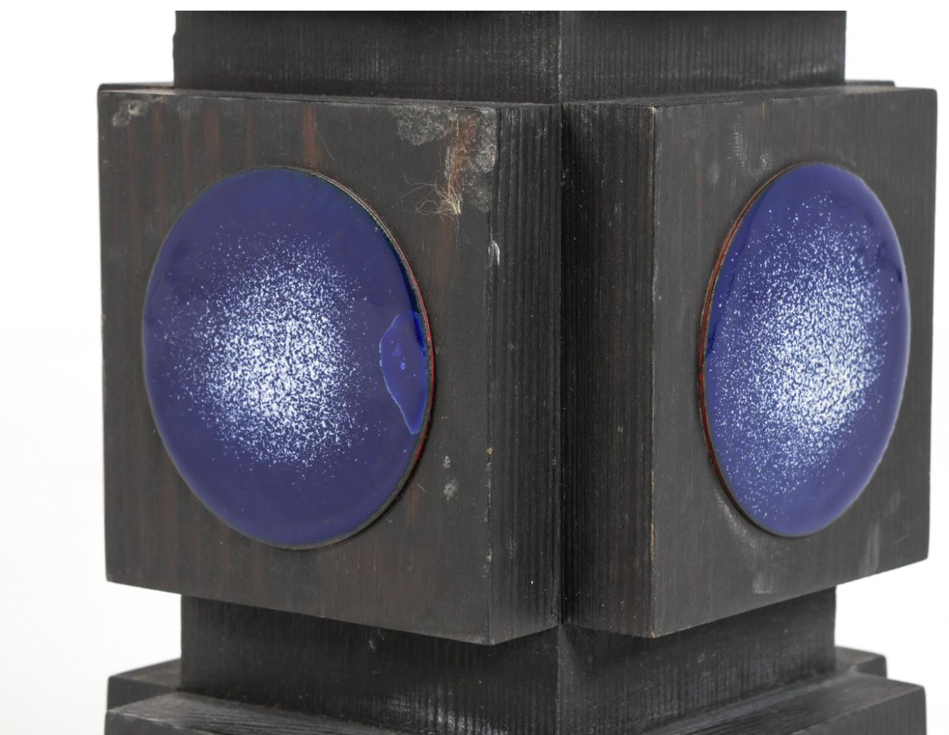 vintage ateljé glas & trä table lamp, 1960s