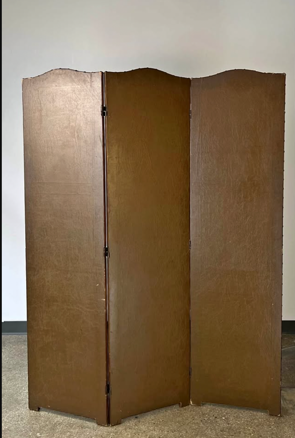 vintage french leather folding screen