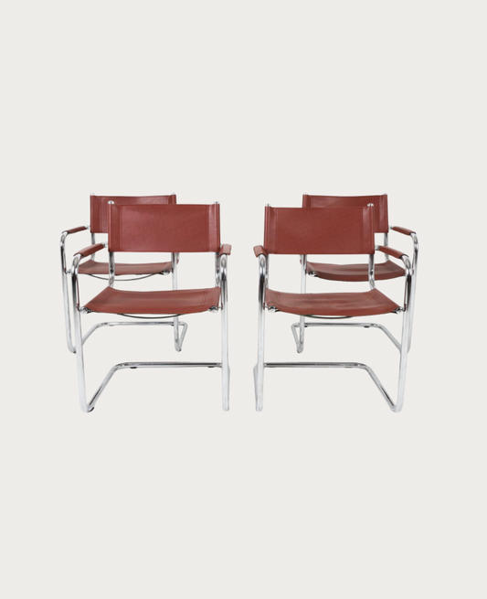 mart stam for breuer cantilever dining chairs, set of four (italy, c.1970s)