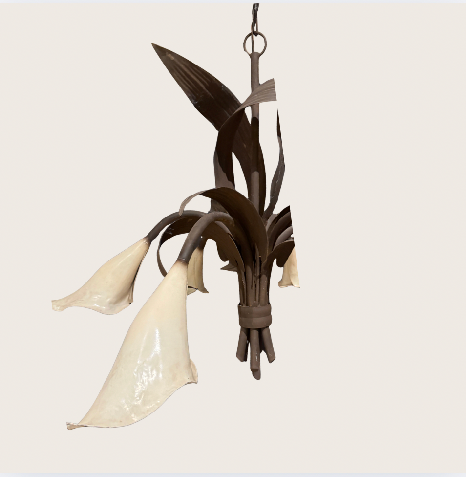chapman iron calla lily chandelier, 1970s.