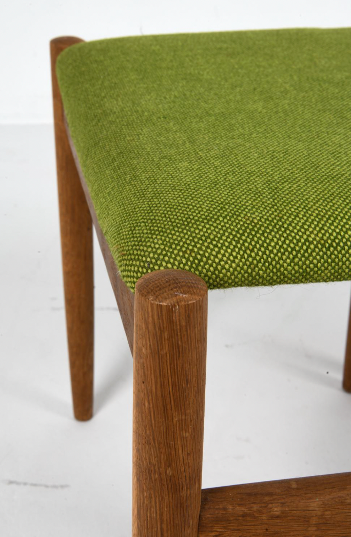 pair of edmund jorgensen danish teak + wool stools, 1960s