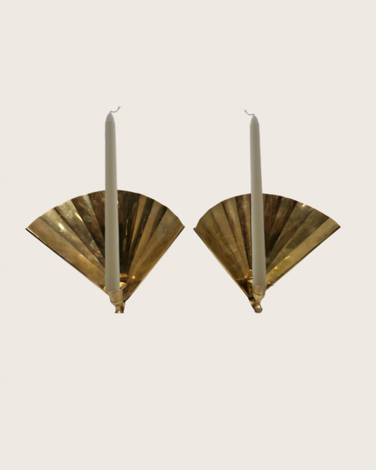 pair of solid brass art deco fan sconces