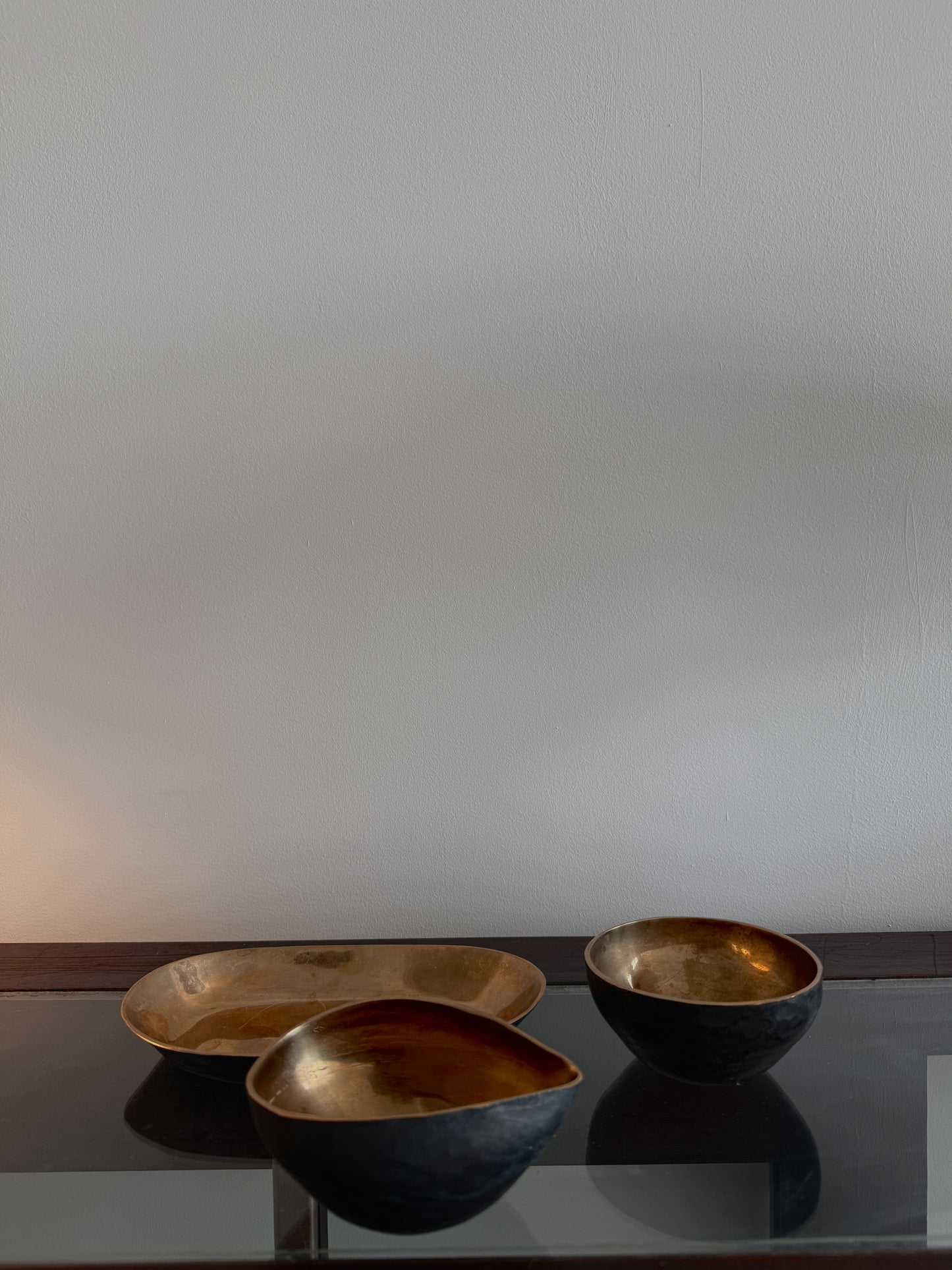 vintage hammered bronze serving set
