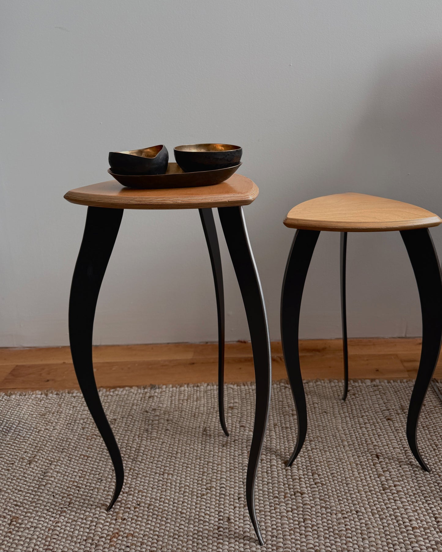 art deco style sculptural side tables - pair