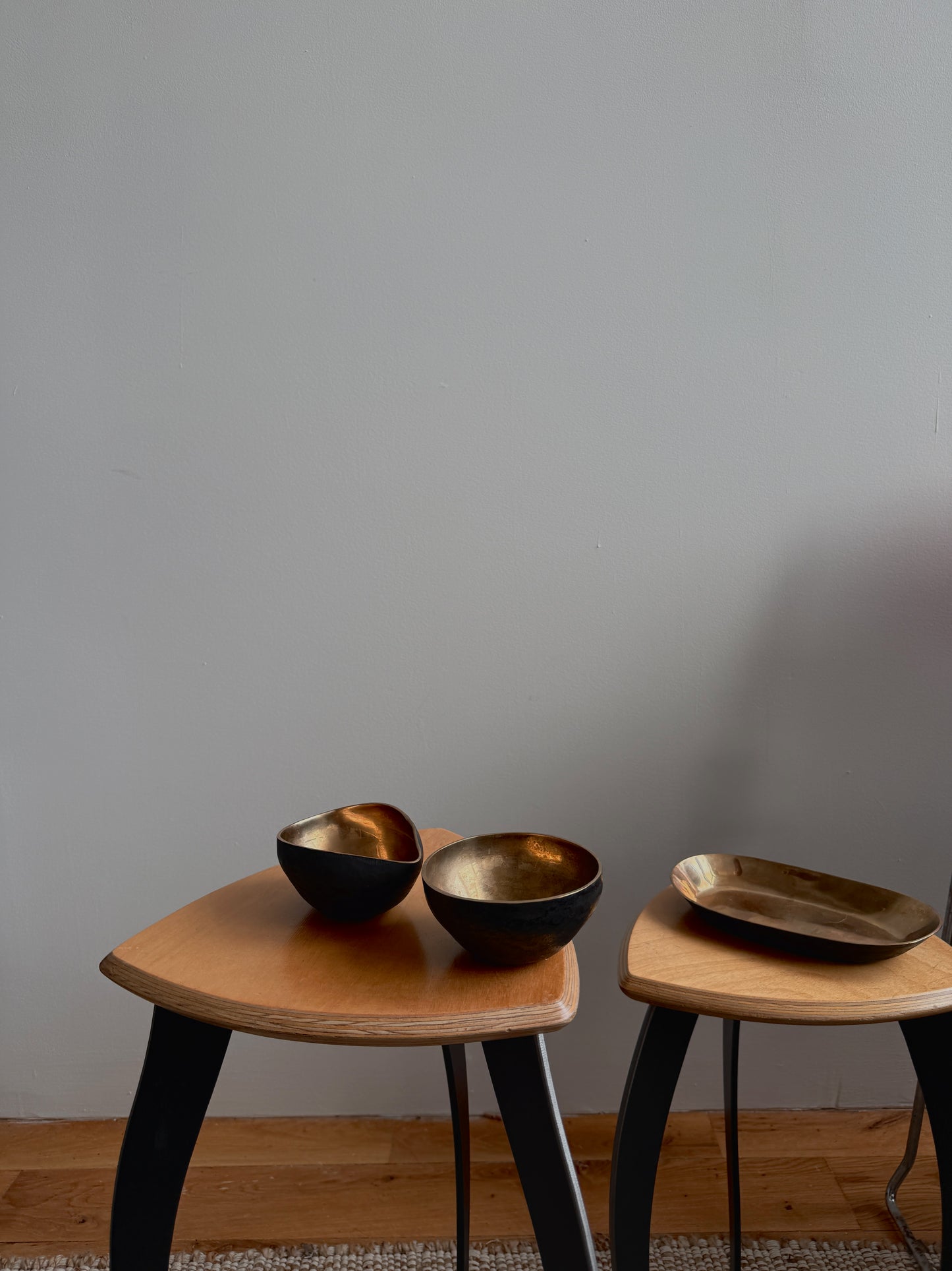 vintage hammered bronze serving set