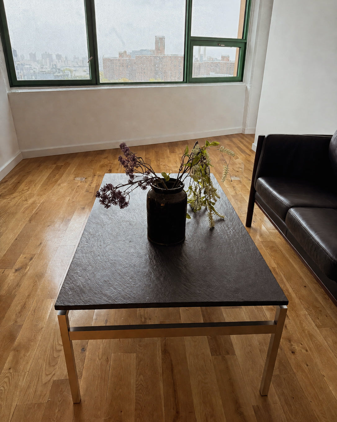 jean-rené talopp slate and chrome coffee table, 1970s