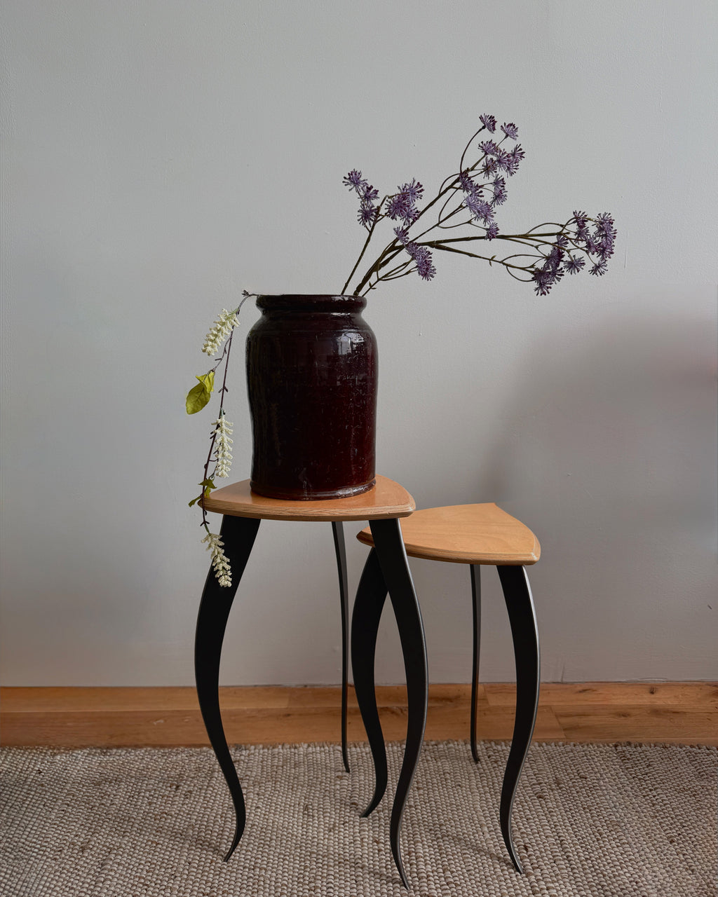 art deco style sculptural side tables - pair