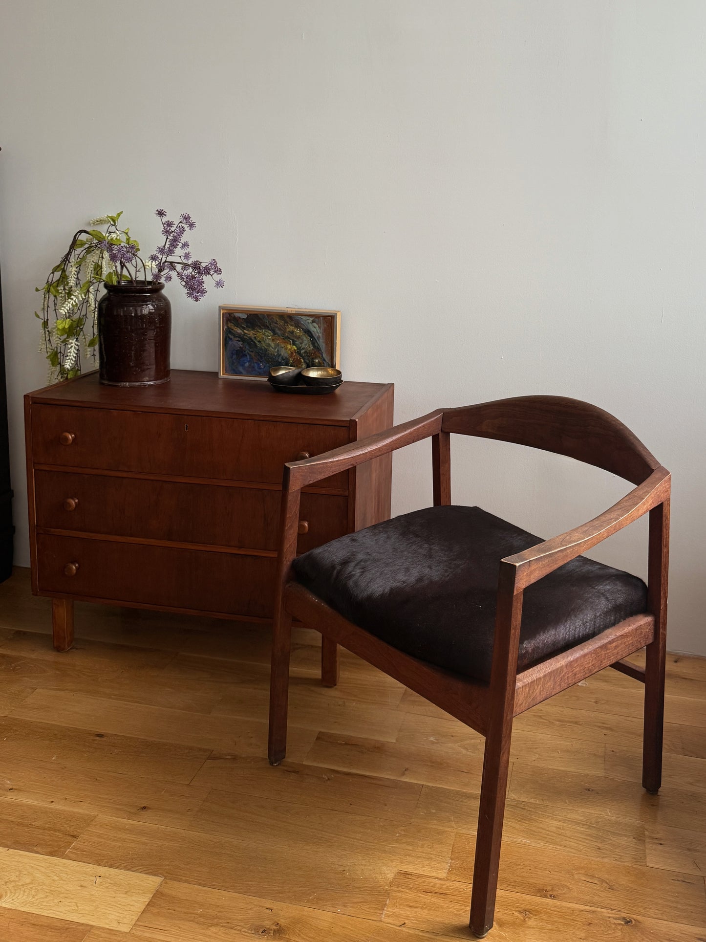 danish dux lounge chair in custom espresso calf hair