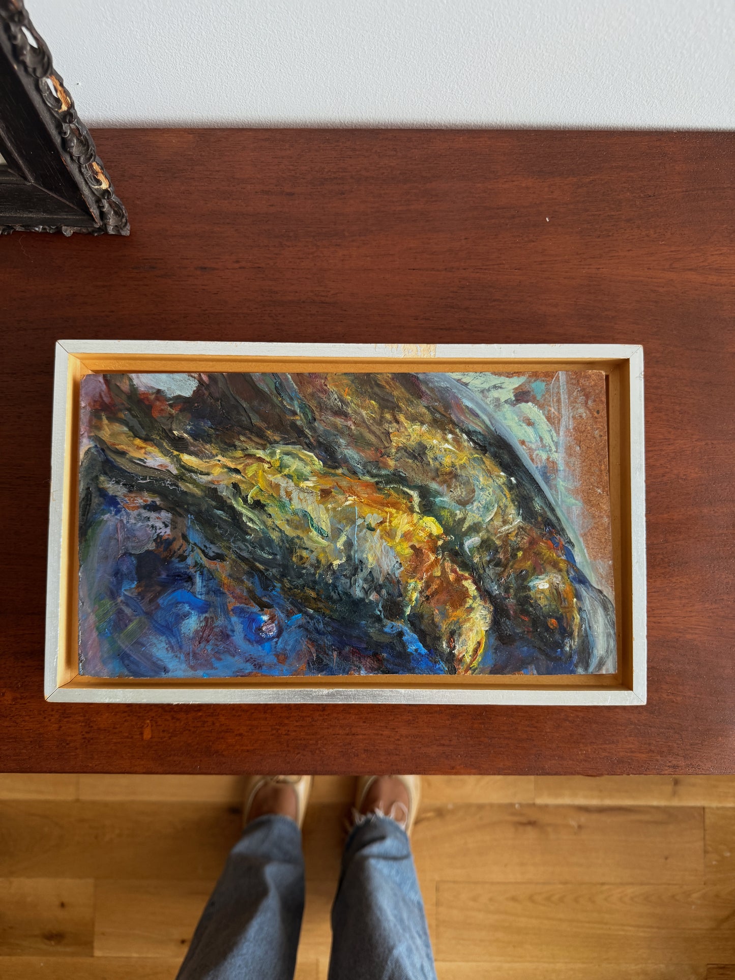 penny kronengold sardines abstract oil painting, 1980