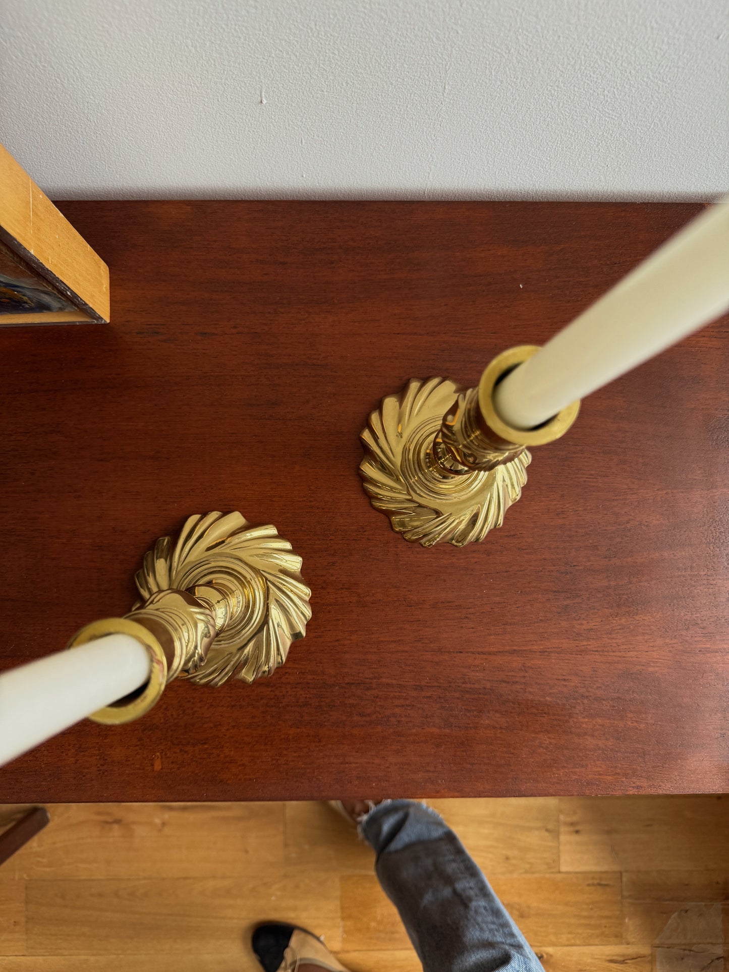 virginia metalcrafters brass candlesticks, pair