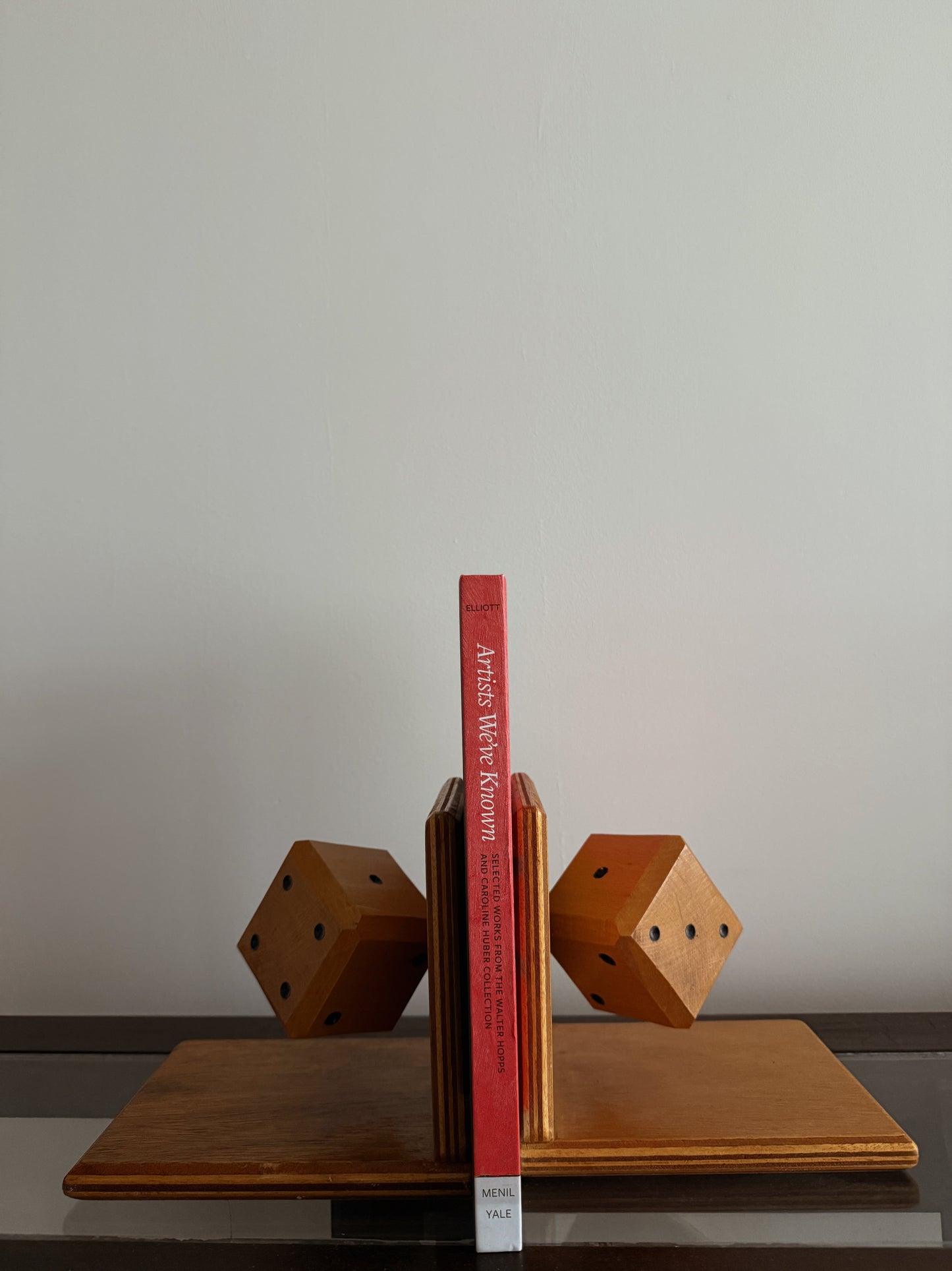 scandinavian oak dice bookends, 1970s, pair