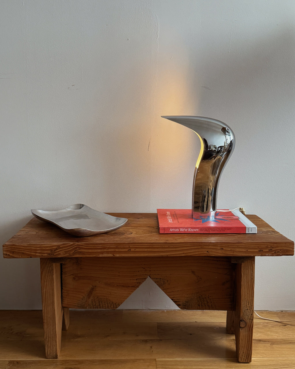 dutch brutalist pine bench, 1970s