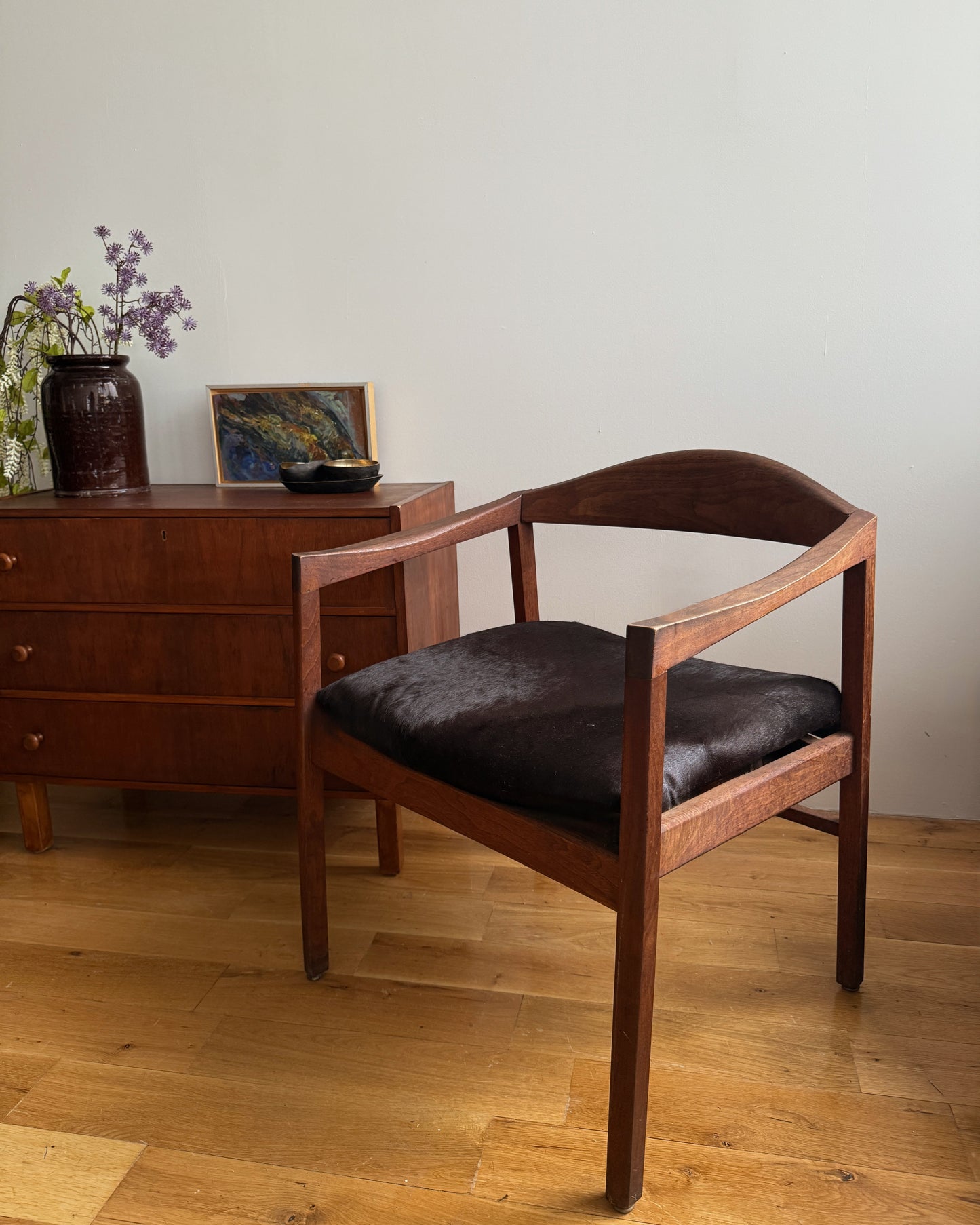 danish dux lounge chair in custom espresso calf hair