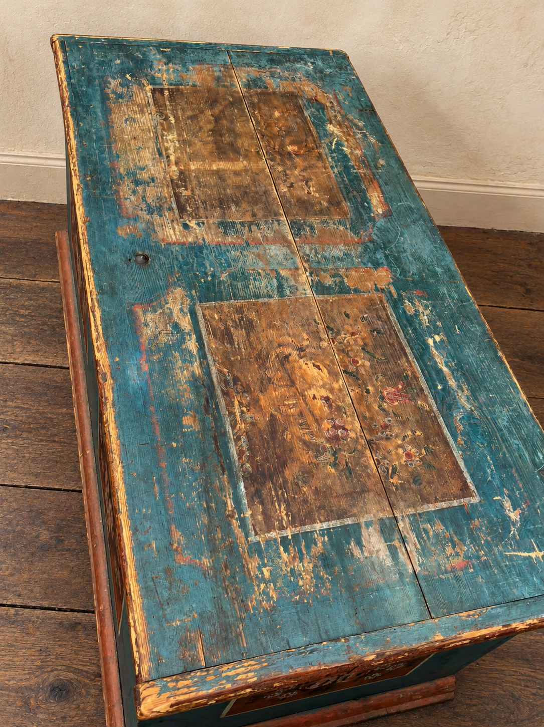 19th century hand-painted pine hope chest